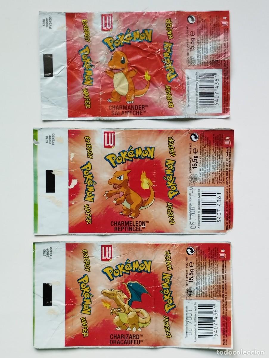 ENVOLTORIO GALLETAS GOFRE LU POKEMON NINTENDO AÑO 2000 CHARMANDER + CHARMELEON + CHARIZARD RARO