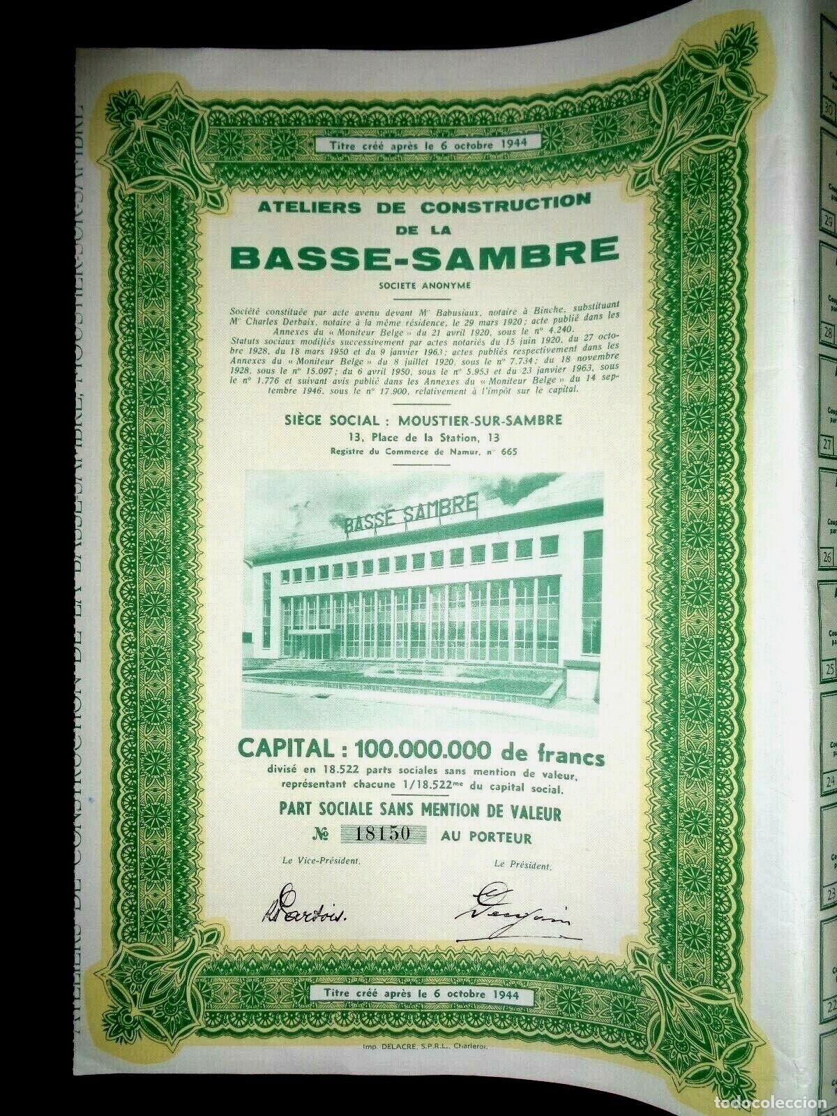 Ateliers de Construction de la Basse Sambre,SA ,Moustier-Sur-Sambre,Bélgica 1963. Acción