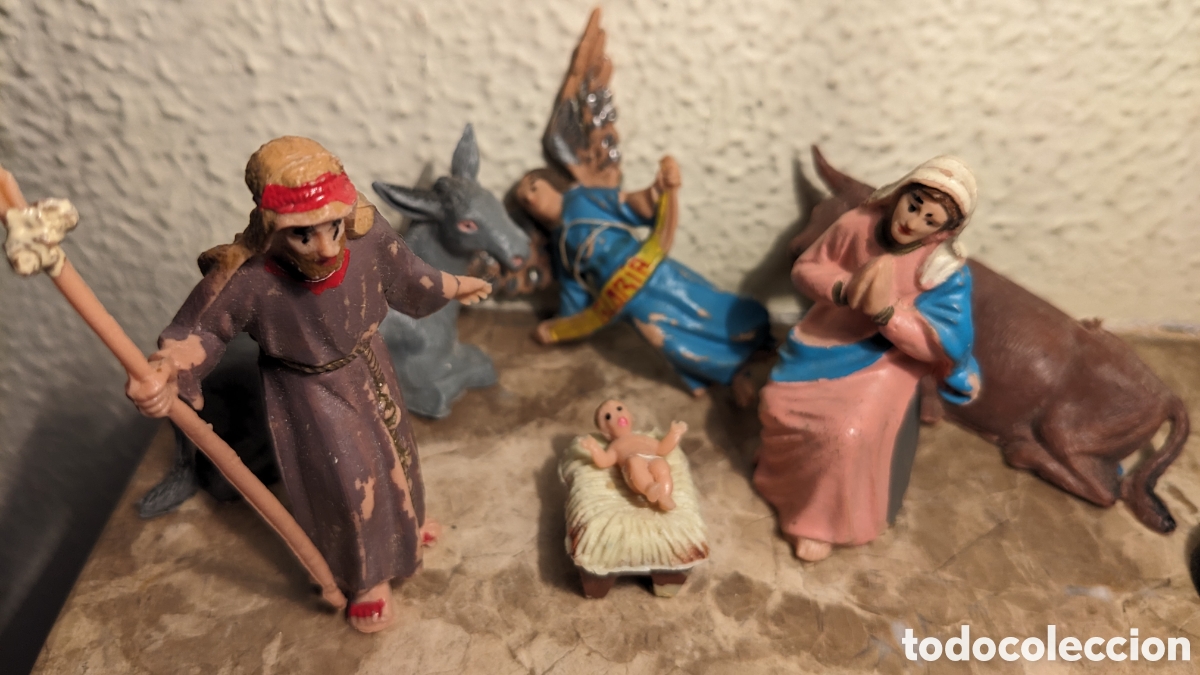 ANTIGUAS FIGURA BELÉN NACIMIENTO misterio completo 7 cm PECH OLIVER PUIG MIRETE AÑOs 70