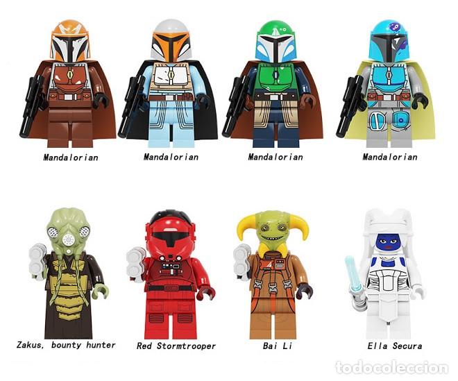 Lote de 8 Figuras Construccion Star Wars (Mandalorian, Zuckuss, Red Stormtrooper, Boolio, Aayla Secu