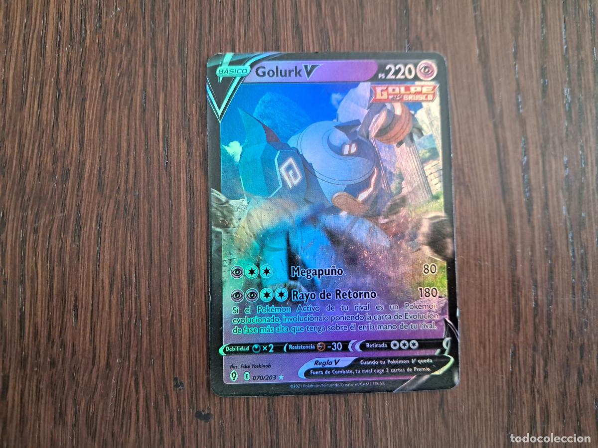 carta de pokemon, Golurk V, nº 070/203, año 2021. en español.