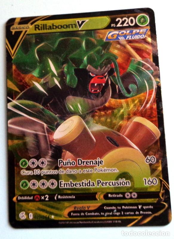 CARTA CARD POKEMON SERIE DORADA ORO. RILLABOOM V. BÁSICO. NINTENDO POKEMON 2021