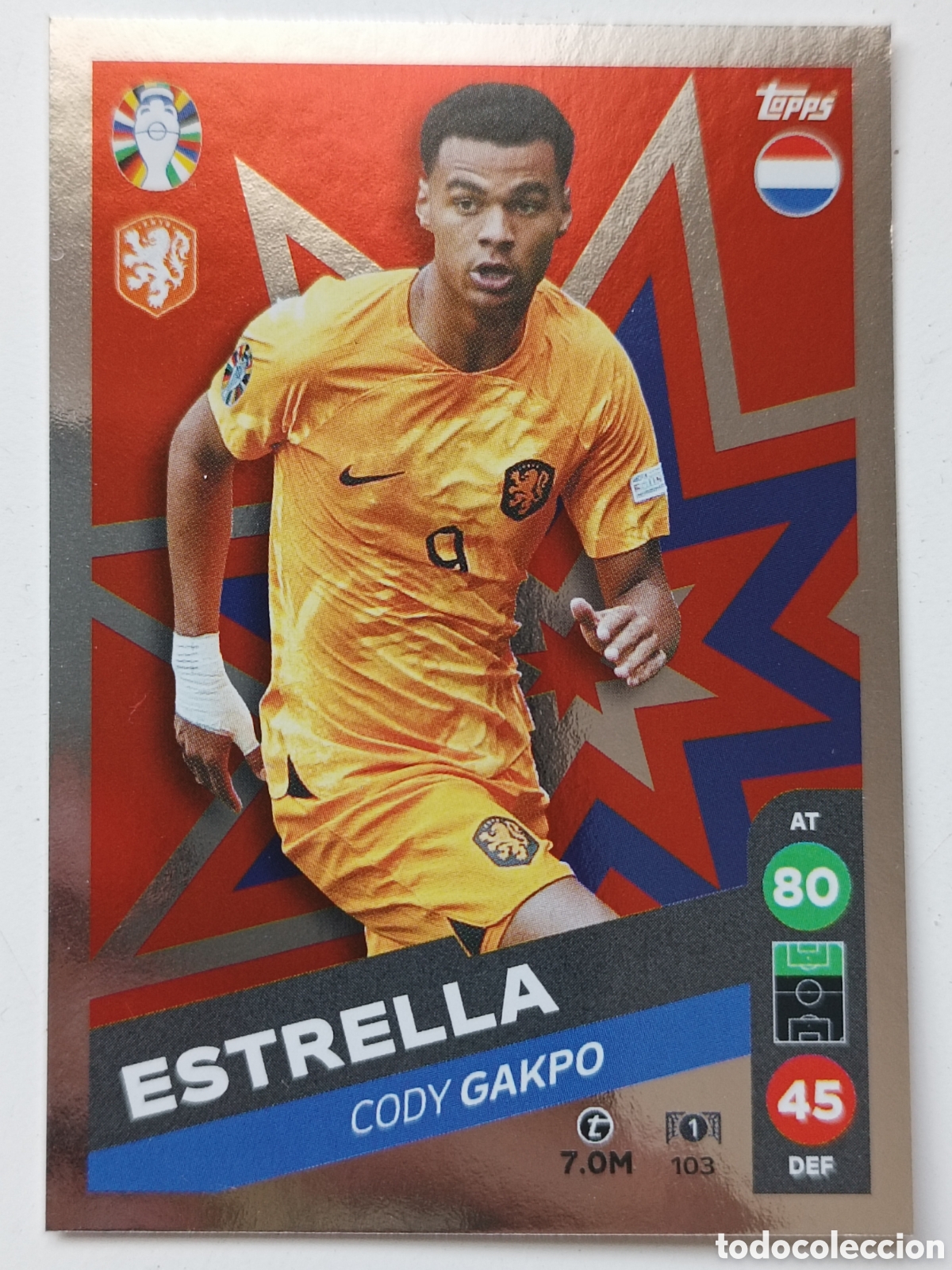 103, CODY GAKPO, HOLANDA ESTRELLA - TOPPS MATCH ATTAX - LIDL EURO EUROCOPA 2024