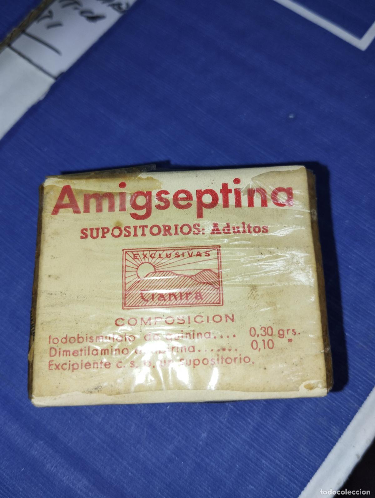 CAJA DE FARMACIA GOTAS OFTALMICAS ÁMIGSEPTINA CON QUININA// MEDICAMENTO ANTIGUO