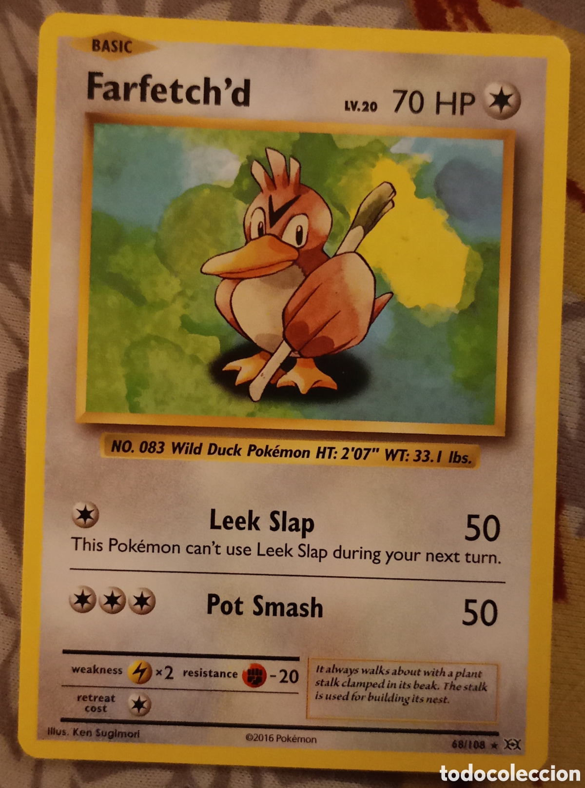 Pokémon Evolutions XY - Farfetch 70 HP, año 2016 - n° 68/108, en inglés