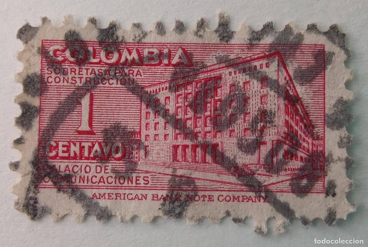Sello. Sello de Colombia. Palacio de Comunicaciones. American Bank Note Company. Año 1953.