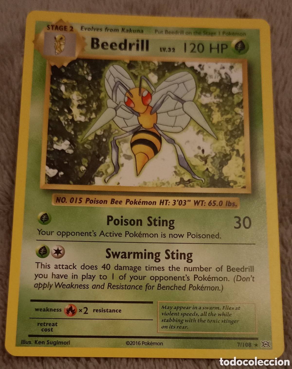 Pokémon Evolutions XY - Bedrill, 120 HP - año 2016 - Carta muy rara ⭐- en inglés