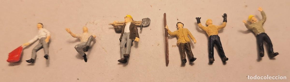 PREISER Escala H0. 6 figuras de obreros. Pintadas a mano. Sin caja