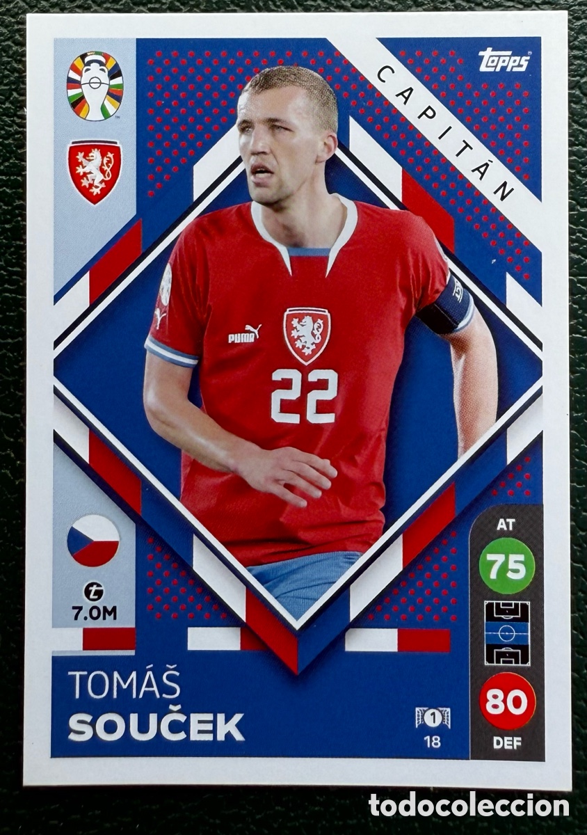 18 TOMAS SOUCEK REPUBLICA CHECA FICHAS ALBUM MATCH ATTAX UEFA EURO ALEMANIA TOPPS 2024 LIDL