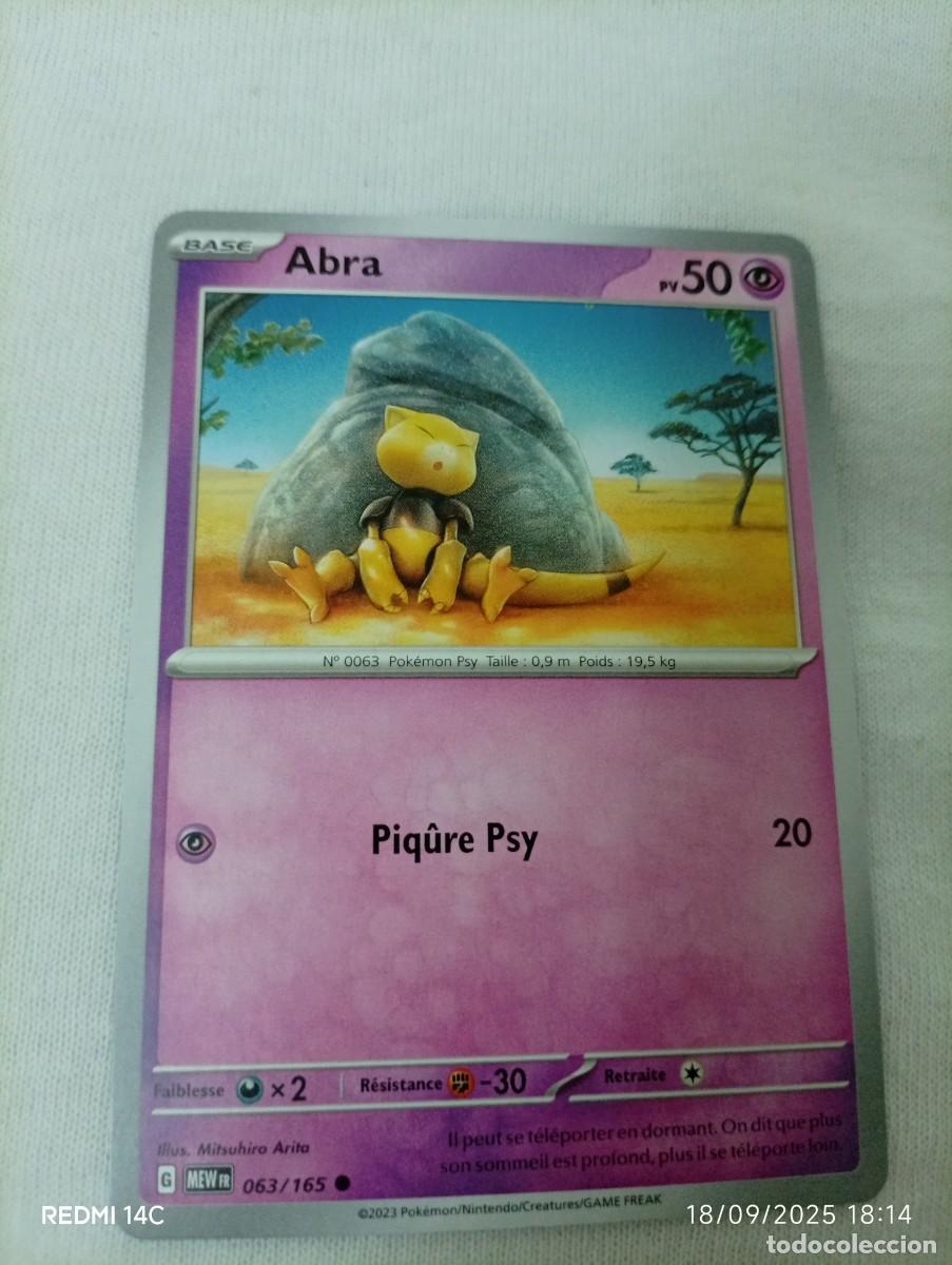 Carta de Pokémon del número 063/165 de la colección Pokémon 151. Abra es un Pokémon de tipo Psíquico