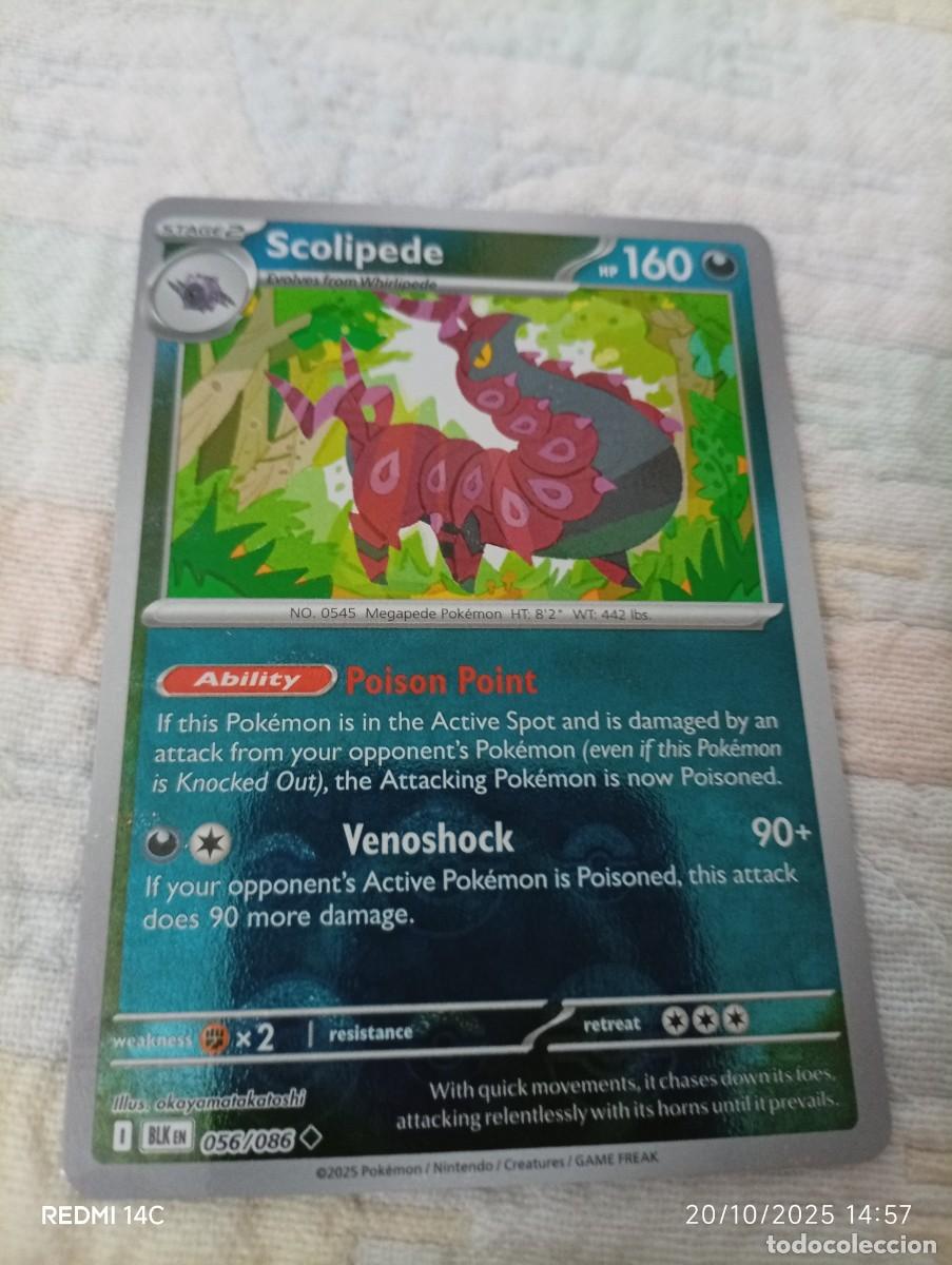 Carta de Pokémon Scolipede, número 056/086, en inglés. - Habilidad: Poison Point. -