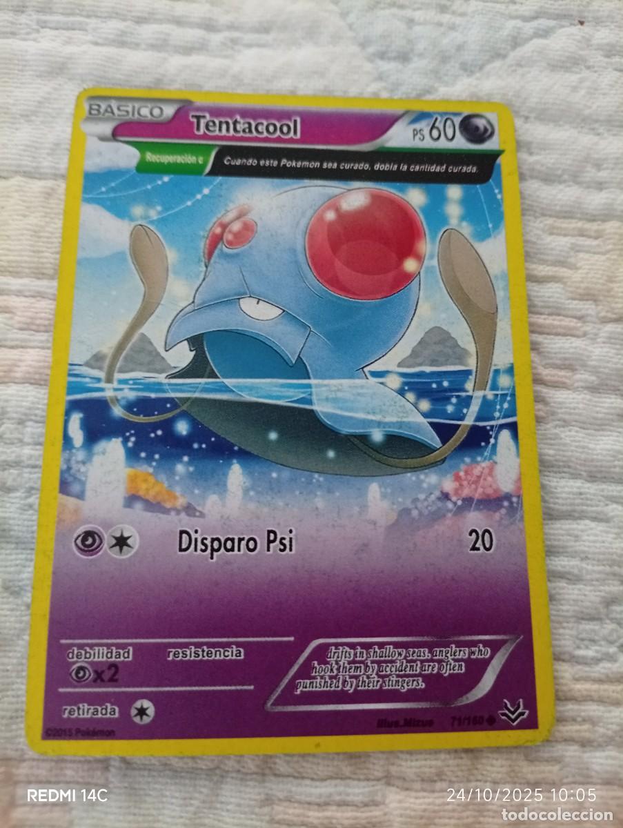 Carta de Pokémon de Tentacool, edición en español. De 2015 - Número de carta: 71/160 - PS: 60 -