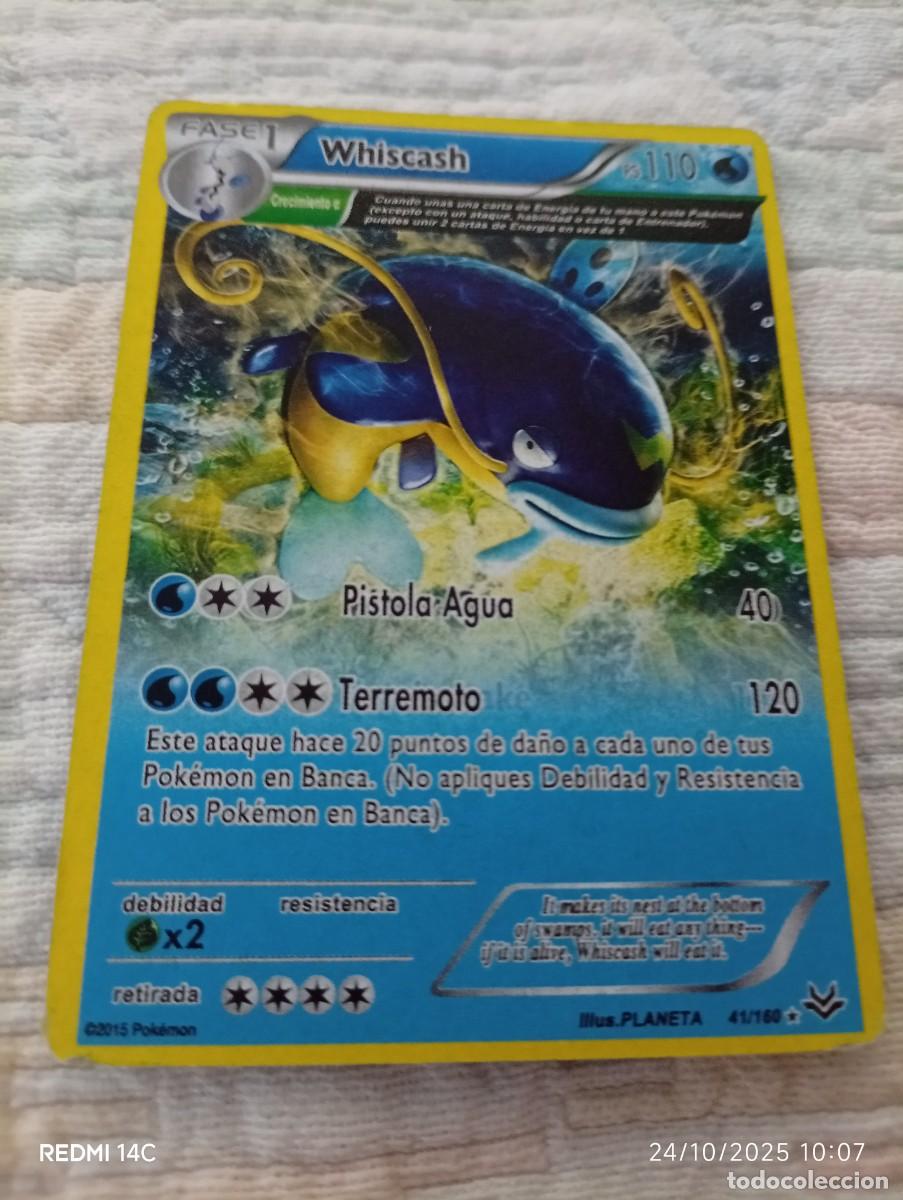 Carta de Pokémon Whiscash, edición en español. 2015 - Número de carta: 41/160. - Fase 1. -
