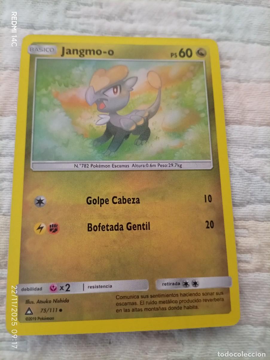 Carta Pokémon de Jangmo-o, número 75 de 111. - Año: 2019 - Tipo: Básico - PS: 60 - Ataques: Golpe