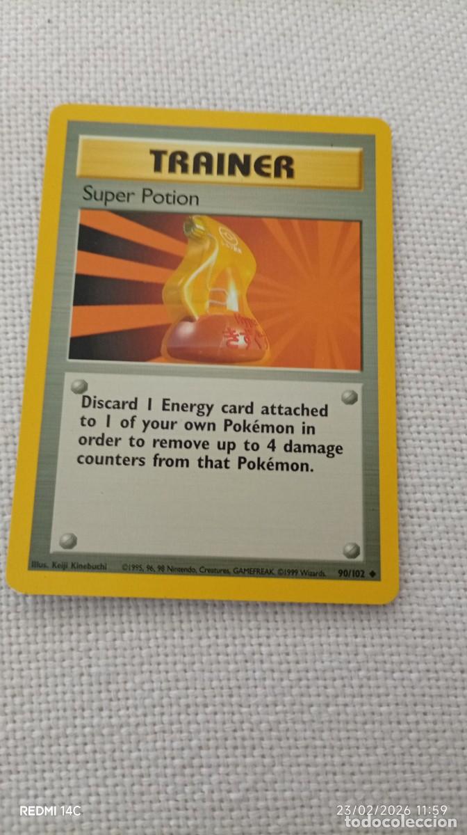Carta de entrenador Super Potion de Pokémon, edición en inglés. - Número de carta: 90/102. - Año de