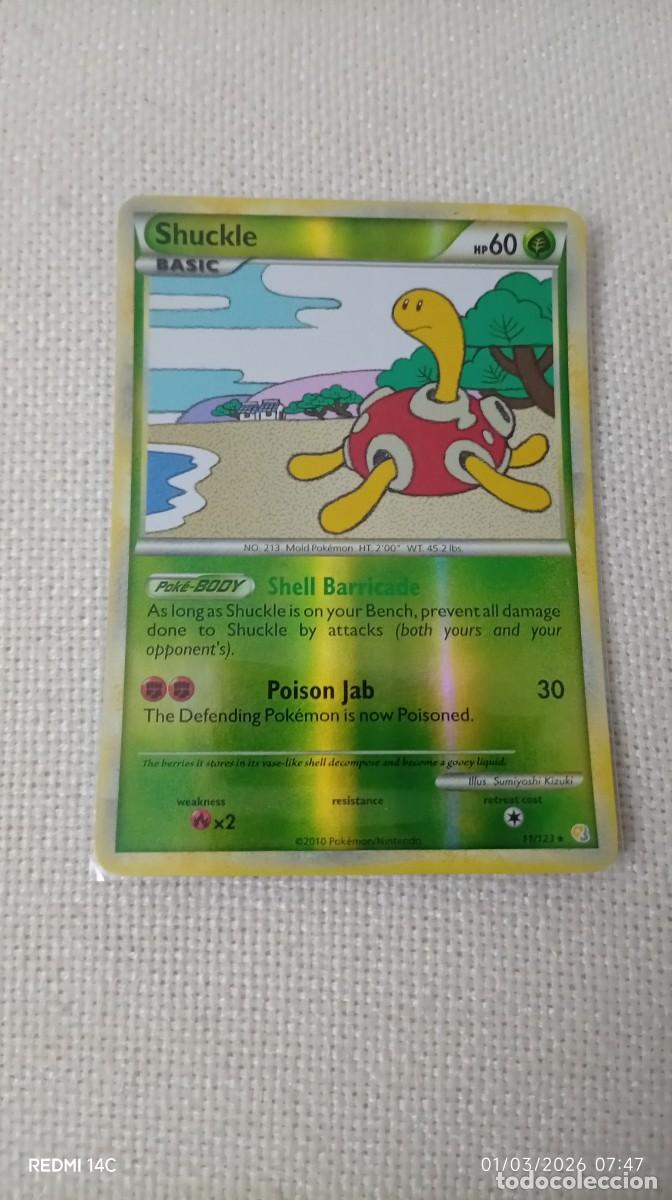 Carta Pokémon de Shuckle, edición en inglés. - Holo - Número 11/123 - Año 2010 - Ataque: Poison Jab