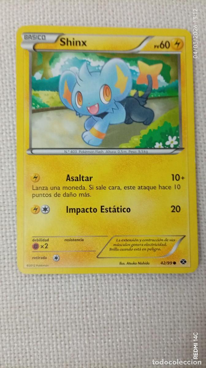 Carta Pokémon de Shinx, edición básica. español - Número de carta: 42/99. - Año de publicación: 2012