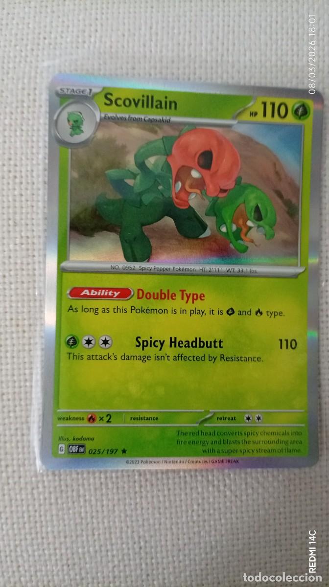 Carta Pokémon Scovillain, edición en inglés. 2023 - Número de carta: 25/197. - Tipo: Cosmos Holo. -