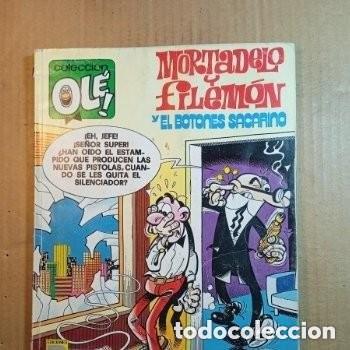 TEBEO DE OLE MORTADELO Y FILEMON Y EL BOTONES SACARINO EN A POR EL NIÑO DEL AÑO 1988 Nº 188 - M. 103