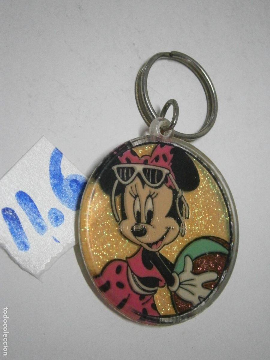 ANTIGUO LLAVERO REDONDO VINTAGE MINNIE MOUSE DE WALT DISNEY