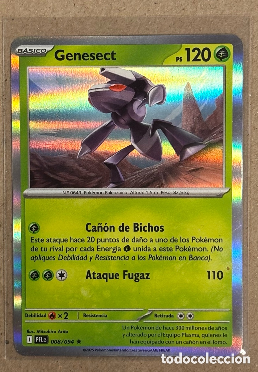 GENESECT. CARTA POKÉMON HOLO #008/094 COLECCIÓN FUEGOS FANTASMALES 2025 (PFLes).