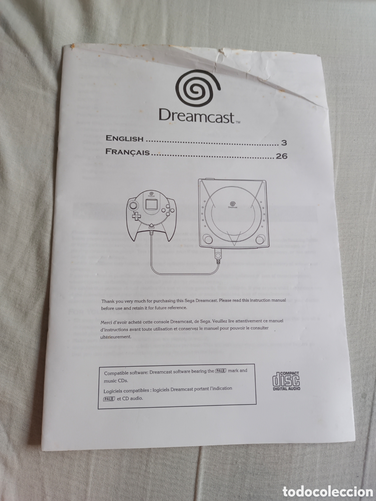 Manual original consola Dreamcast sega ingles / frances