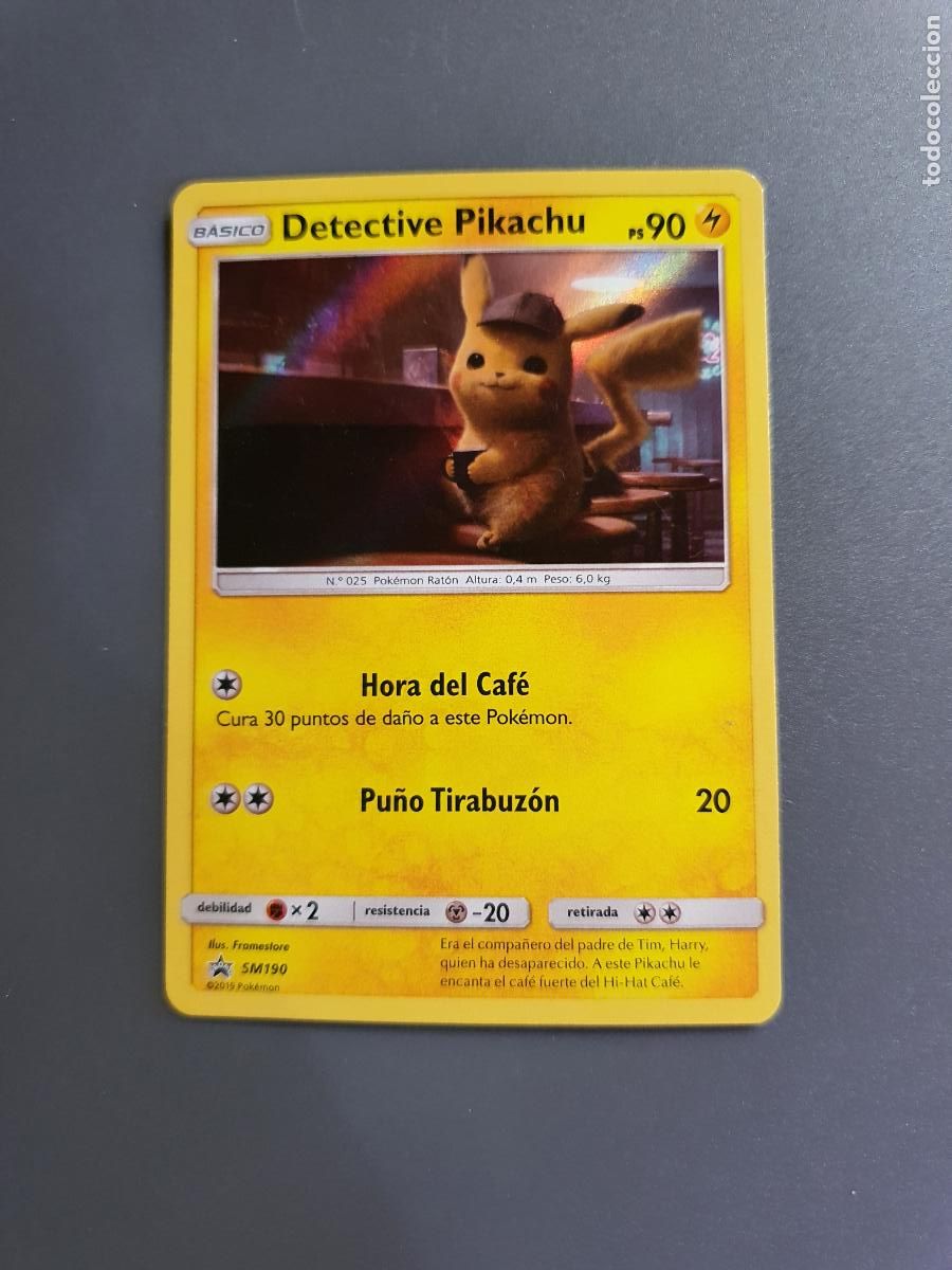 CARTA PROMO PROMOCIONAL POKEMON DETECTIVE PIKACHU 2019 HOLO PIKACHU SM190 ESPAÑOL DIFICIL RARA