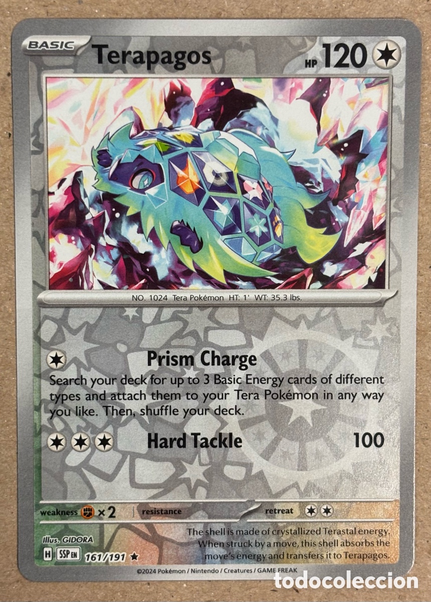 TERAPAGOS. CARTA POKÉMON REVERSE HOLO #161/191. SCARLET & VIOLET: SURGING SPARKS (SSPen).