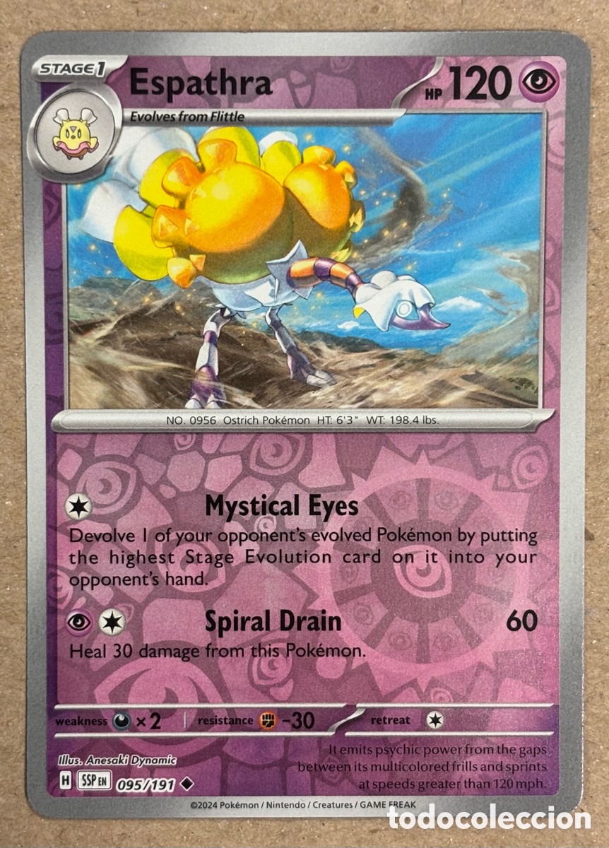 ESPATHRA. CARTA POKÉMON REVERSE HOLO #095/191. SCARLET & VIOLET: SURGING SPARKS (SSPen).