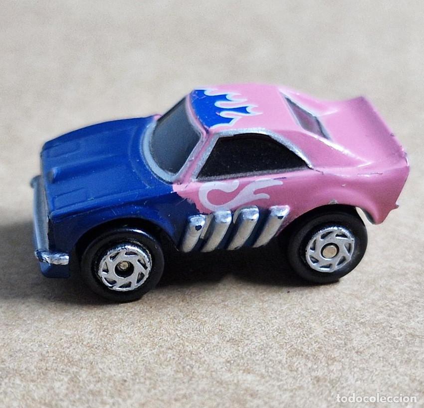 Coche MICRO MACHINES Hot Rod Azul/Rosa Llamas - GALOOB 1989 Vintage - Miniatura Colección