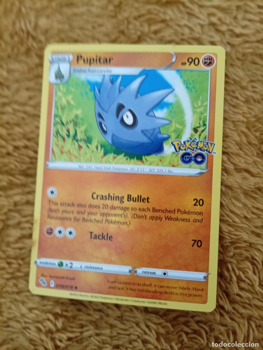 Carta Pokémon de Pupitar, edición en inglés. 2022 - Número de carta: 038/078. - Año de publicación: