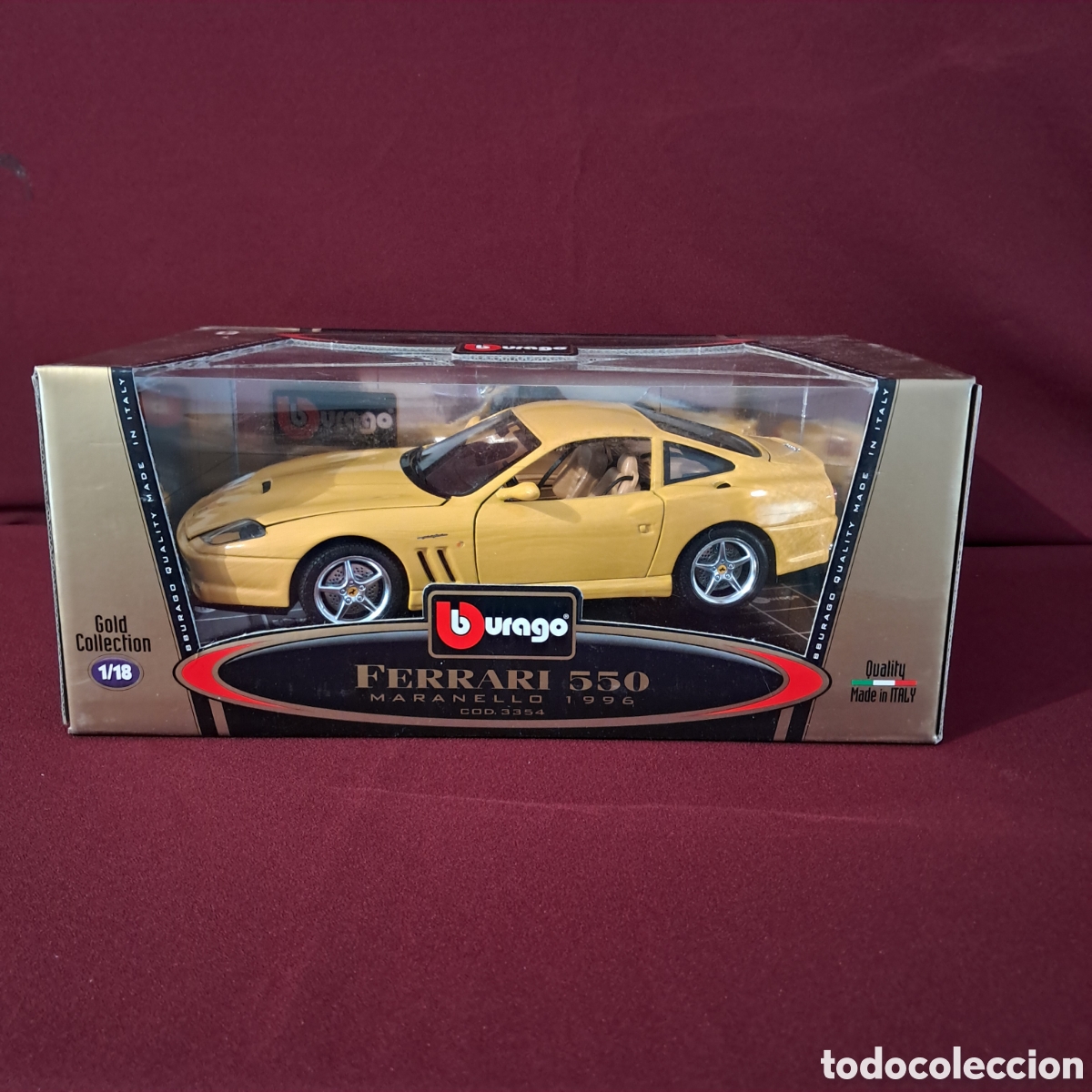 Antiguo FERRARI 550 Maranello 1996, escala 1/18 serie Gold Collection de bBurago (burago), Año 1998