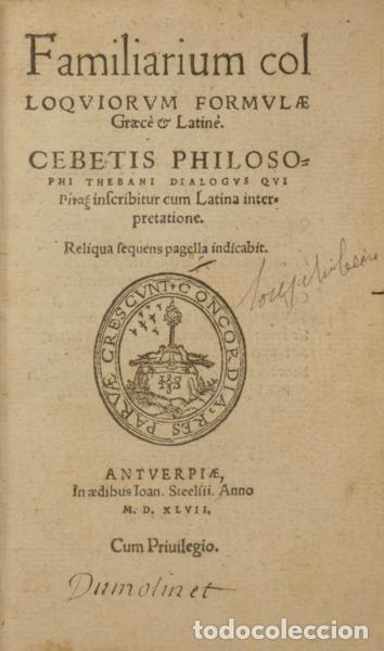 GAST. (Johann) - FAMILIARIUM COLLOQUIORUM FORMULAE GRAECE & LATINE. [ANTOLOGIA ESCOLAR GRECO-LATINA]
