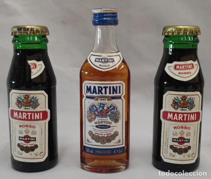 JUEGO DE 3 BOTELLINES DE VERMOUTH MARTINI BIANCO Y ROSSO, CRISTAL LLENAS