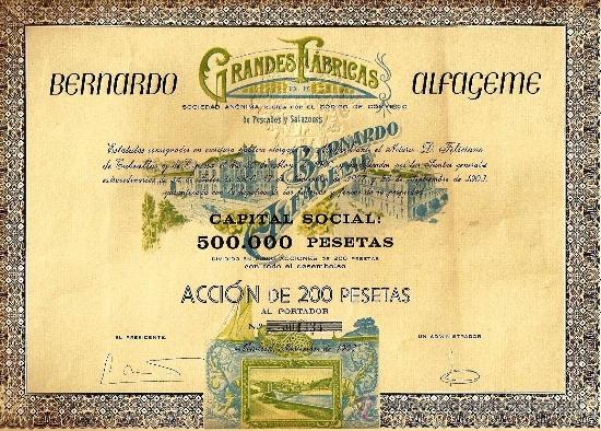 Acción de la Fábrica Alfageme