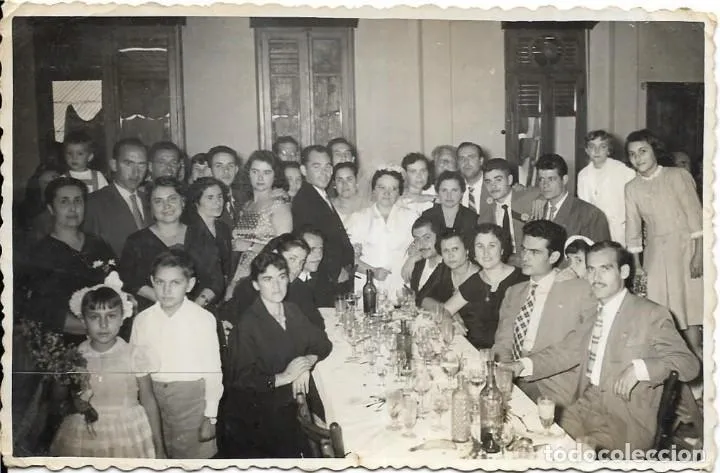 Postal del banquete de una boda antigua