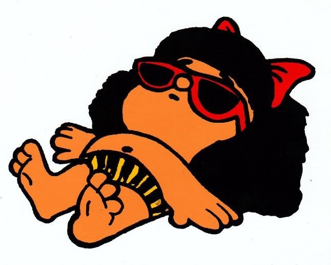 Pegatina de Mafalda en la playa