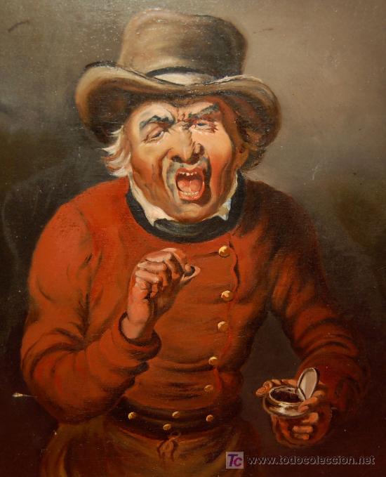 Pintura al óleo oliendo rapé