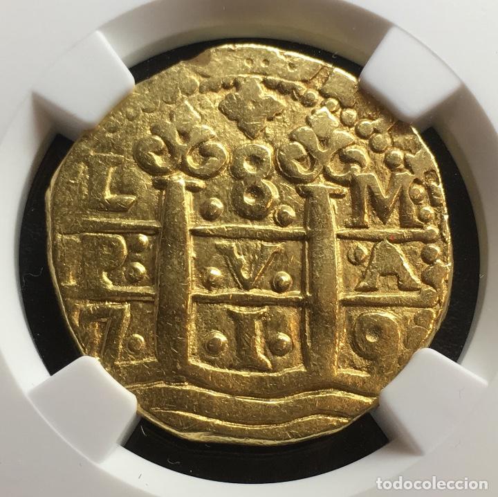 Moneda de oro de 8 escudos de Felipe V (Perú, 1719)