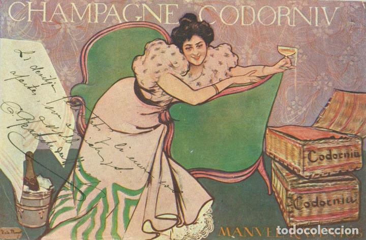 Postal de Ram&oacute;n Casas para champagne Cordorni&uacute;