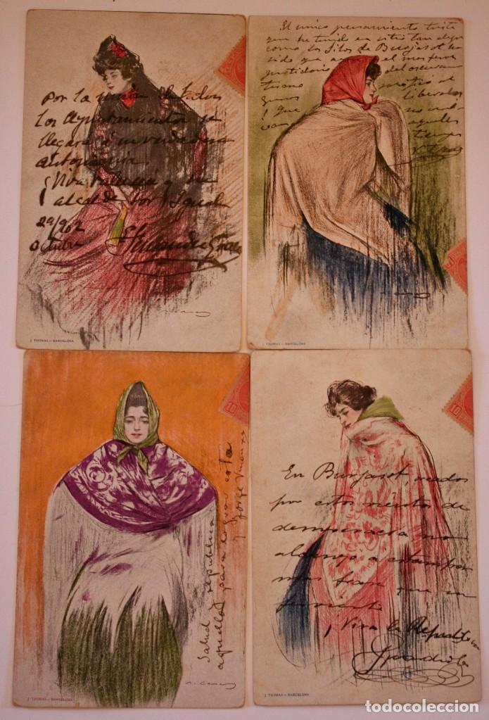 Postales de Ramón Casas de la serie Manolas