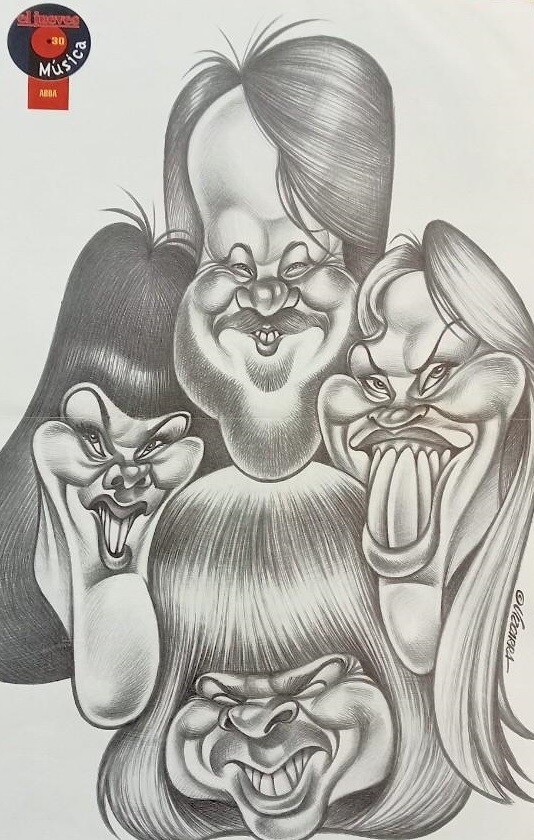 Caricatura del grupo ABBA