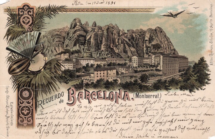 Postal Recuerdo de Barcelona a&ntilde;o 1898