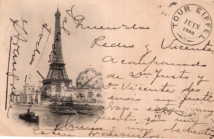 Tarjeta Postal Souvenir Exposición Universal de Paris año 1900