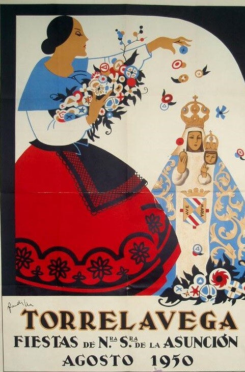 Cartel Fiestas Nª Sª de la Asunción Torrelavega 1950