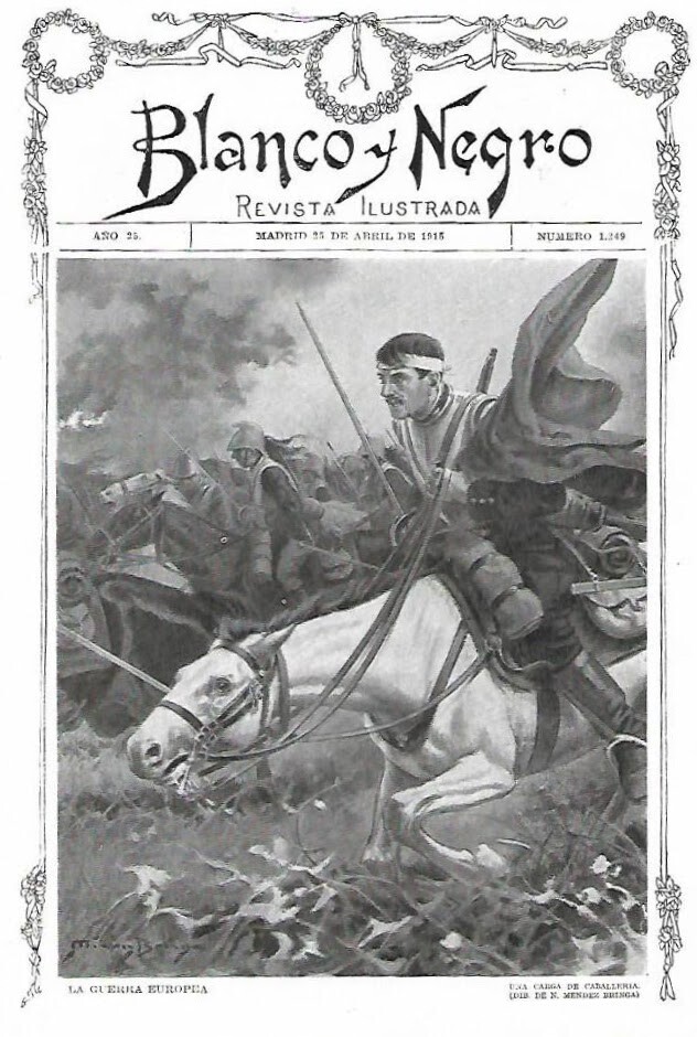 Carga de caballería portada revista Blanco y Negro de 1915