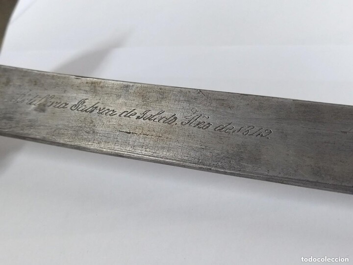 Hoja grabada de sable de artillería español