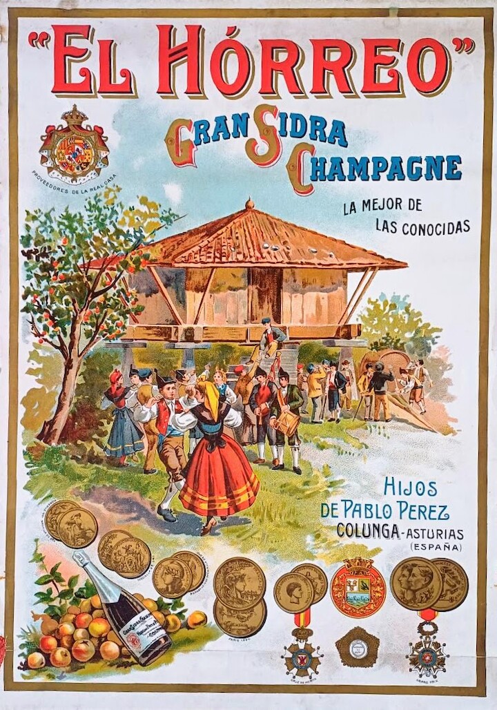 Cartel de sidra El Horreo gran sidra champagne la mejor de las conocidas