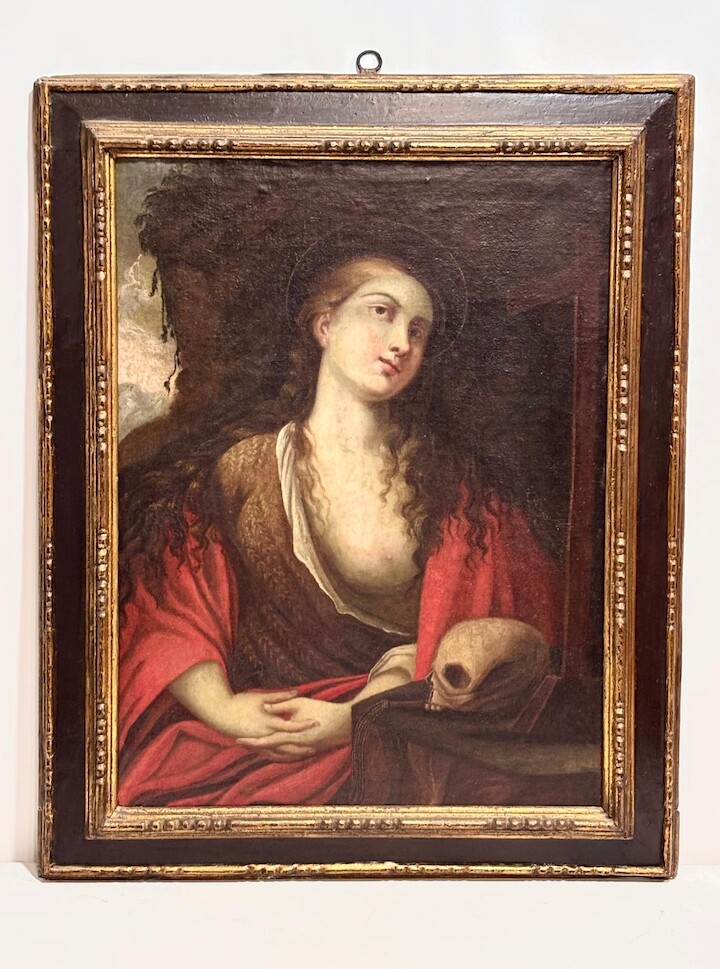 Óleo Santa Magdalena penitente SXVIII. Marco de época 94 x 75 cm. Excentric Art