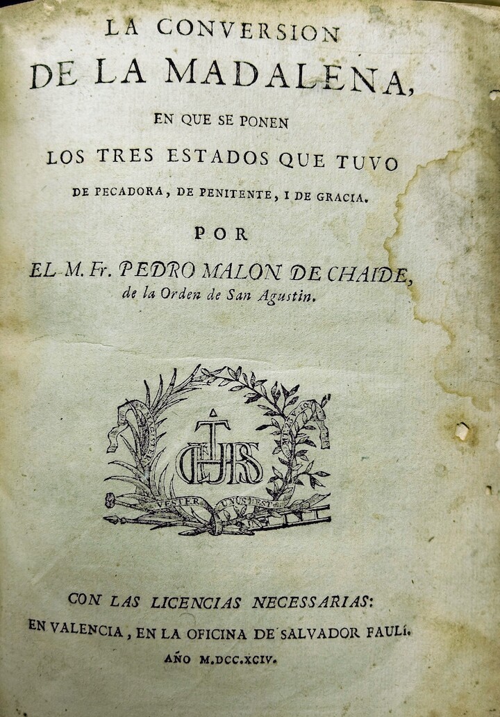 Ensayo. Religion. La conversion de la Madalena, P. Malon, Valencia. Libros y Tesoros Patrizi